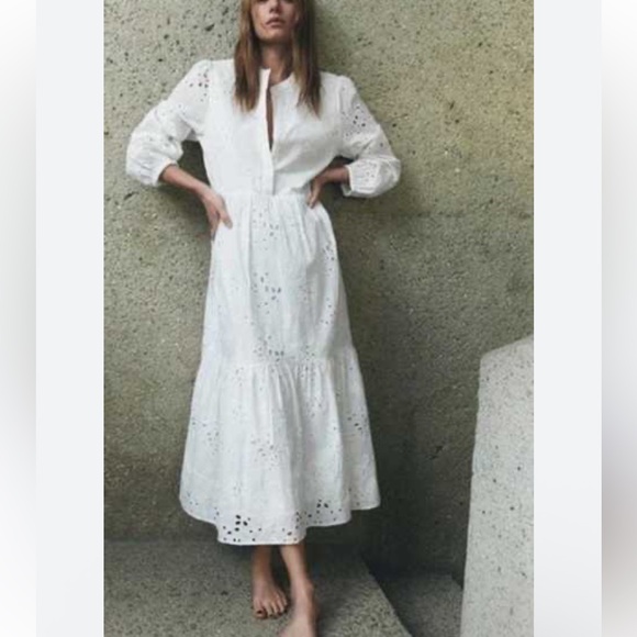 Zara Dresses & Skirts - Zara Elegant White Eyelet Resort Dress